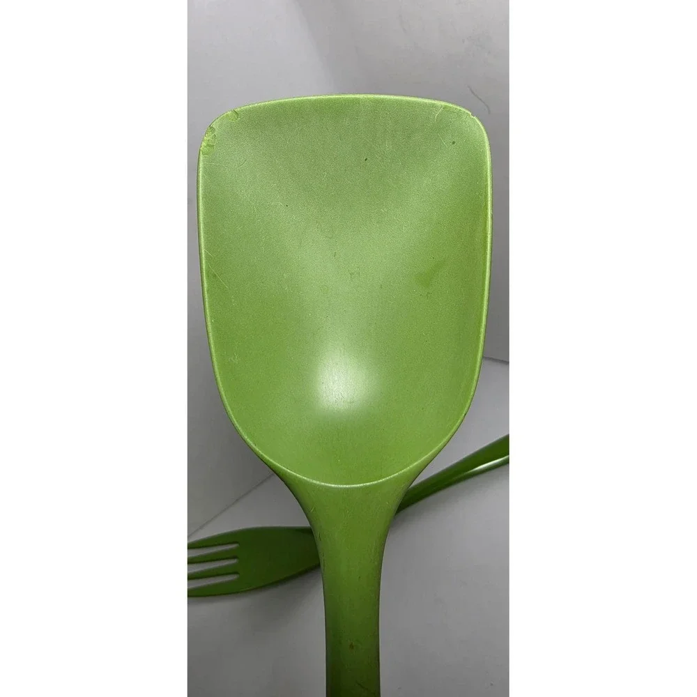 Vtg Rosti Mepal Hutzler Melamine Utensil Set 3 Avocado Green Spatula Fork Spoon
